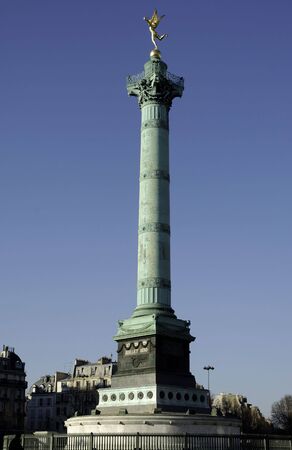 France, Paris: nice city view with the  column of bastille square; blue skyの写真素材