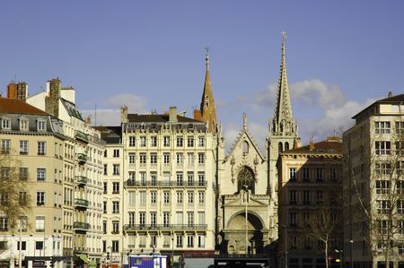 France; Lyon or Lyons: view of the  saint Nizier church  in the second district of Lyon; a medieval constructionの写真素材