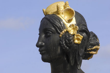 France; Paris;  detail of one of the fountain sculptures at the concorde place; bronze  statueの写真素材