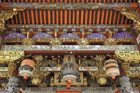 Malaysia, Penang: leong san tong khoo kongsi  chinese  temple and clan hall, this  image is a detail of the outside walls decoration ,  の写真素材