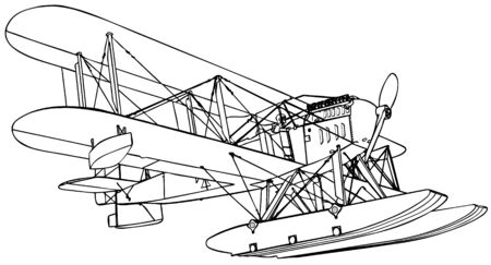 sketchy illustration of an old seaplane on white backgroundのイラスト素材