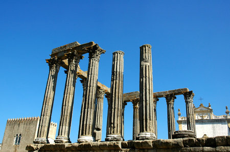 Portugal, Alentejo, Evora: Temple of Diana; the temple was constructed in the first century AD in...