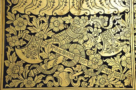 In Thailand, in Bangkok the Wat Pho is the most famous Buddhist temple. The temple is known as Wat Phra Chetuphon and houses the 46 meters long reclining Buddha. View of the golden paintings の写真素材