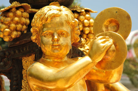 In Thailand, Pattaya, A new chinese Buddhist temple with an impressive collection of garden statuesの写真素材