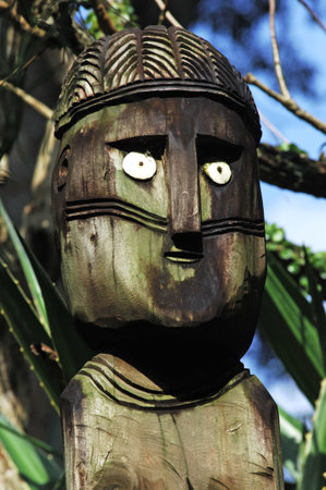 African sculpture decorating the zoo park at Singapore の写真素材