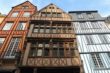 France Rouen: Rouen is the historical capital of Normandy. View of a typical facade of a Normandy's house.の写真素材