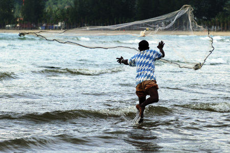 Thailand, Phuket: fishing during the sun set  in Southeast Asia

の写真素材