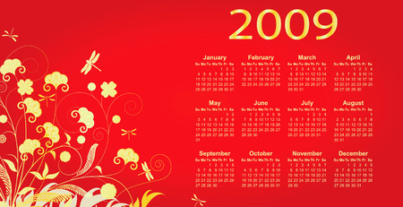 vector illustration and simple 2009 vector calendar (editable)のイラスト素材