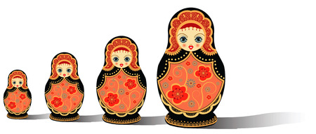 vector illustration of original russian dolls isolated on whiteのイラスト素材