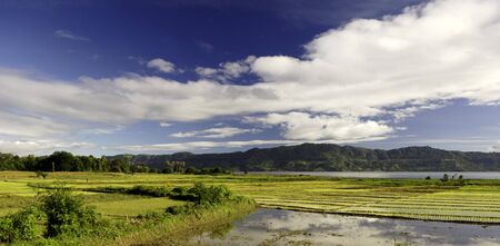 a panoramic view of the famous Toba lake in Sumatra- Indonesiaの写真素材