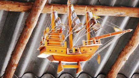 Wooden sailboatの写真素材
