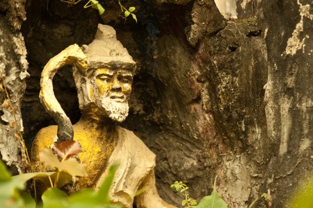 Ascetic statue in the forestの写真素材