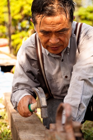 Thai construction worker in fieldの写真素材