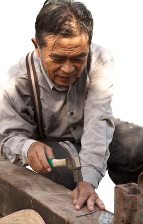 Thai construction worker in fieldの写真素材