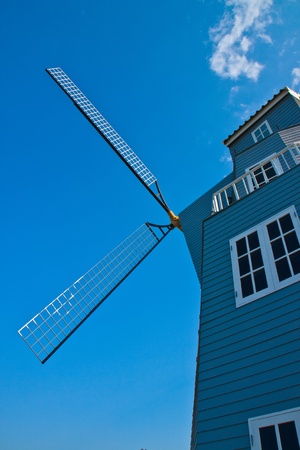 The windmill in the blue skyの写真素材