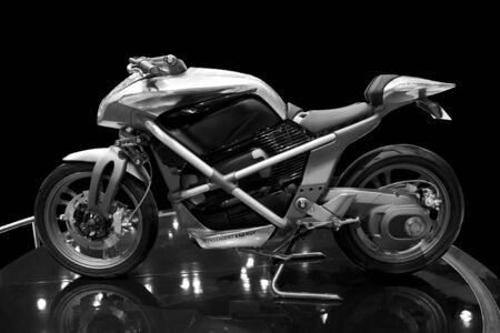 Electric motorcycle in the standingの写真素材