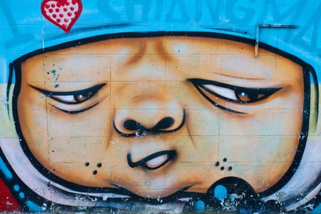 Chiangmai, Thailand,- May 31, 2011: grafitied wallのeditorial素材