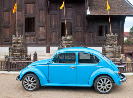 An old car in the templeの写真素材