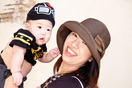 mother and her baby four mouths 