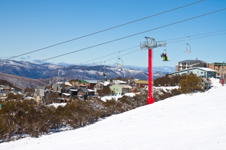 People are On Ski ski lift chair Holiday In Mt Bullerの写真素材