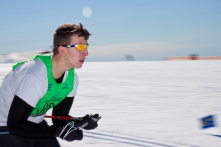Melbourne, Australia - August 12, 2012: People are skiing on Subaru Victorian Interschools XC Championships In Mt Bullerのeditorial素材