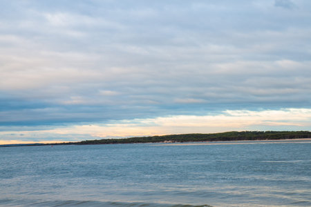 The beach in the sunsetの写真素材