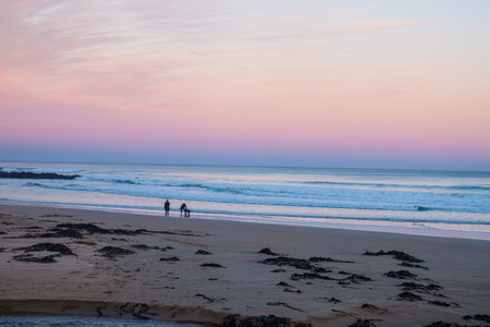 The beach in the sunsetの写真素材