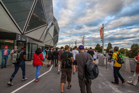 Melbourne, Australia - June 16, 2015 - Asian Cup 2015 - The Asian Cup 2015 people and the muscot at Melbourne Rectangular Stadium Challenge Cup winner v Jordanのeditorial素材