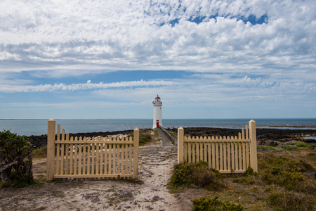Griffiths Island Lighthouse trading port for western Victoria, Australiaの写真素材