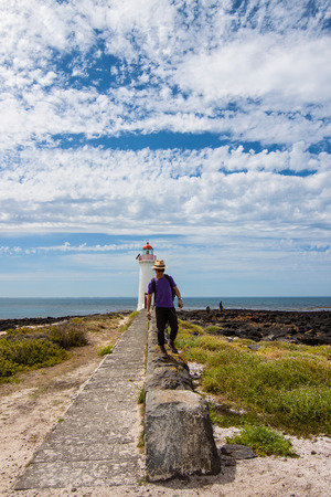 Griffiths Island Lighthouse trading port for western Victoria, Australiaの写真素材