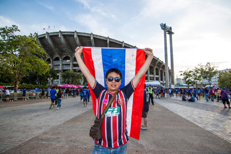 Thailand vs VietnamFIFA World Cup Qualification AFC Group Stage 1Sunday, May 24, 7:00 PMRajamangala Stadium, Bangkok, Thailand-people were waiting for the football outside the stadiumのeditorial素材