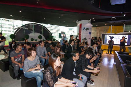 The competition of the style moving challenge, animation battle. August 4, 2015. At Siam Square One Building, Siam Square, Bangkok, Thailand. There are sporsors for this event, Kantana Insitute, TACGA, TOYOTA in the press day.のeditorial素材