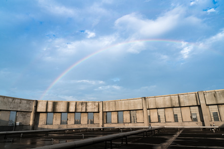 Rainbow on the rooftopの写真素材