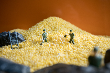 Millet with small man miniatureの写真素材