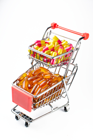 Shopping cart with medicineの写真素材