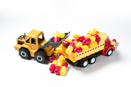 toy car with medicinesの写真素材