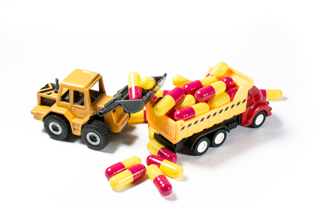 toy car with medicineの写真素材