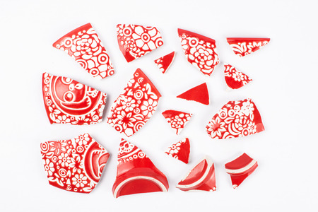 Broken red bowlの写真素材