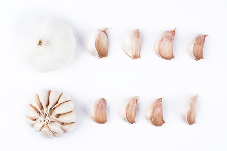 Garlic on white backgroundの写真素材