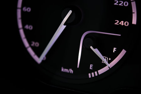 Oil meter close-up on car dashboard
