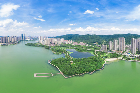 Aerial photography of Meixi Lake, Changsha City, Hunan Province, Chinaのeditorial素材