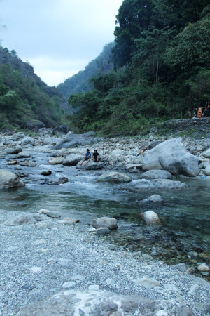 Beautiful view of a river flowing from mountain to the low land