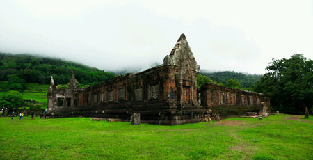 Vat Phou Temple during the green season, Champasak, Laosの素材