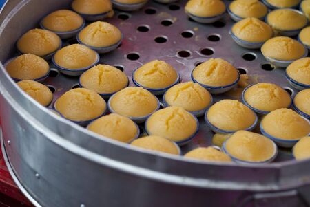 Toddy Palm cake freshly steamedの写真素材