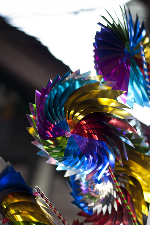 Rainbow Toy Wind Turbinesの写真素材