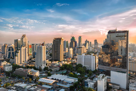 Bangkok Thailand - May 18th, 2016: Bangkok Cityscape, Bang Rak district, one of the busiest Business District in Bangkokのeditorial素材