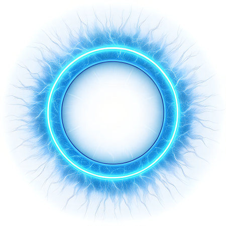 Blue light circle with space for text on white background. Vector illustration.の素材