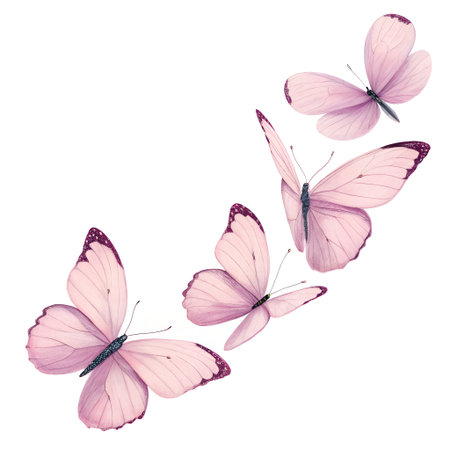 Beautiful pink butterflies isolated on white background. Clipping path included.の素材