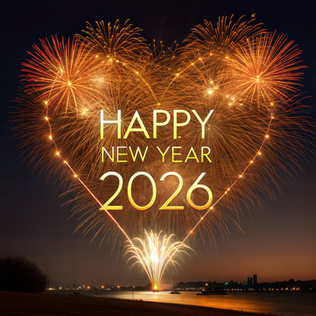 Happy New Year 2020 written with Sparkle firework on night sky backgroundの素材