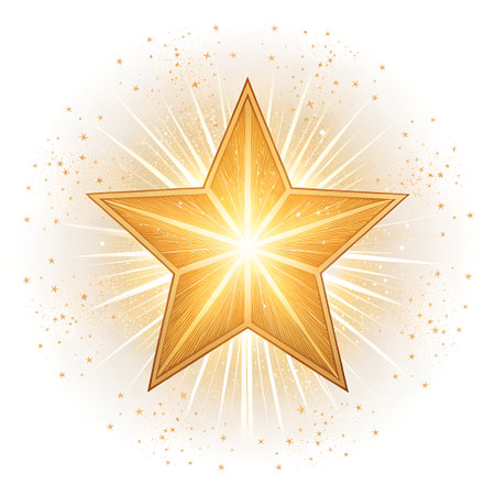 Gold star on a white background. Vector illustration for your design.の素材